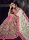 Hot Pink and Off White Embroidered Work Half N Half Trendy Saree - 1