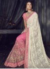 Hot Pink and Off White Embroidered Work Half N Half Trendy Saree - 2