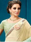 Cream and Mint Green Fancy Fabric Contemporary Style Saree - 1