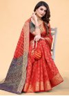 Navy Blue and Red Woven Work Designer Traditional Saree - 3