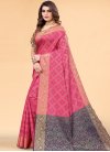 Navy Blue and Rose Pink Woven Work Designer Traditional Saree - 2