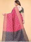 Navy Blue and Rose Pink Woven Work Designer Traditional Saree - 3