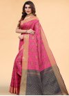 Fuchsia and Navy Blue Woven Work Designer Traditional Saree - 2