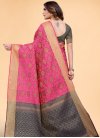 Fuchsia and Navy Blue Woven Work Designer Traditional Saree - 3