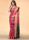 Fuchsia and Navy Blue Woven Work Designer Traditional Saree - 1