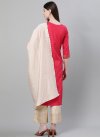 Beige and Red Foil Print Work Readymade Designer Suit - 1