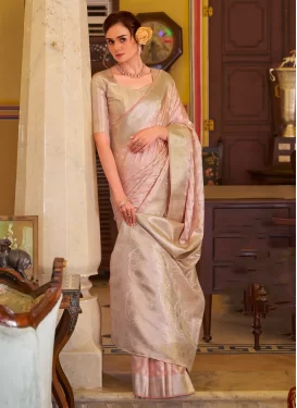 Woven Work Classic Saree For Ceremonial in Pink