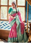 Aqua Blue and Hot Pink Traditional Designer Saree - 2