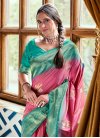 Aqua Blue and Hot Pink Traditional Designer Saree - 1