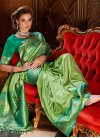 Mint Green and Sea Green Silk Blend Designer Contemporary Saree - 1