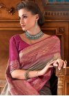Brown and Rose Pink Silk Blend Designer Traditional Saree For Festival - 2