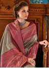 Brown and Rose Pink Silk Blend Designer Traditional Saree For Festival - 1