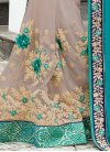 Sweet Beige and Light Blue Embroidered Work Half N Half Saree For Ceremonial - 2