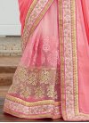 Pink and Salmon Faux Chiffon Traditional Designer Saree For Ceremonial - 2