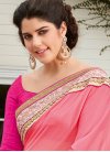Pink and Salmon Faux Chiffon Traditional Designer Saree For Ceremonial - 1