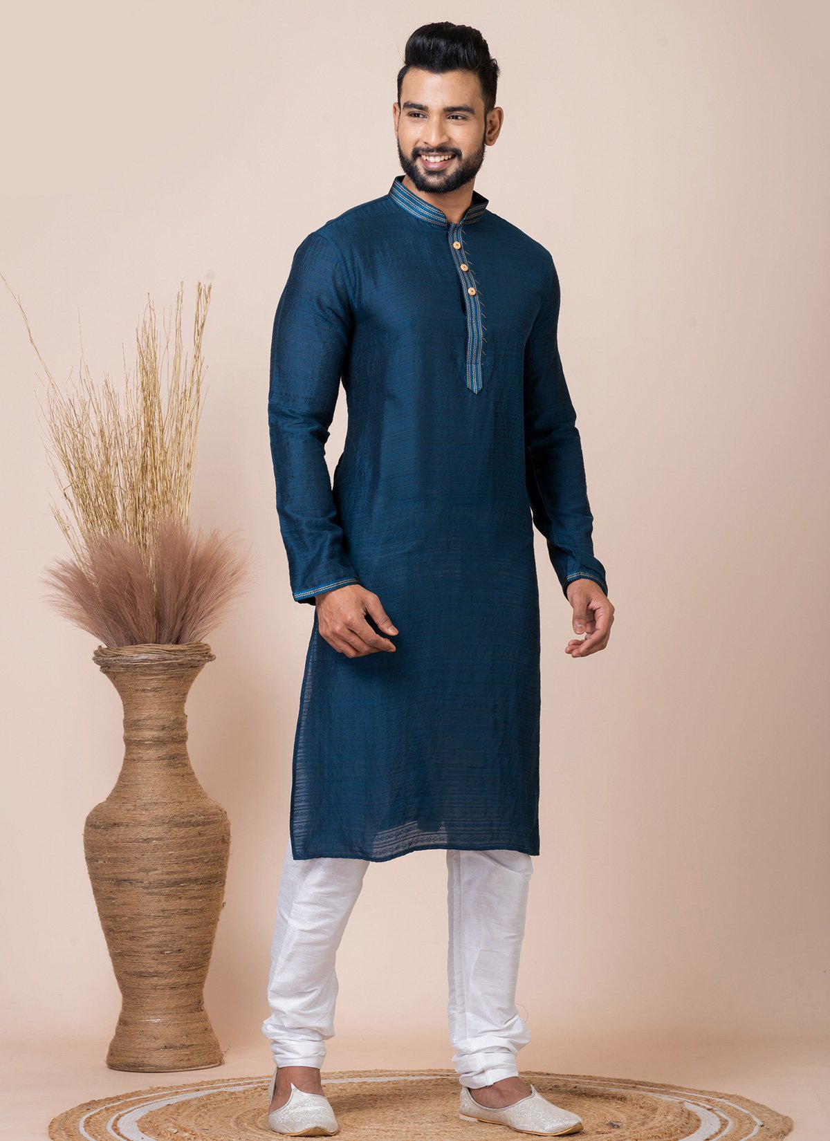 Blue Sophisticated Kurta Pajama for Ceremonial Wear