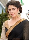 Enticing Lace Work Faux Chiffon Beige and Black Half N Half Saree For Ceremonial - 1
