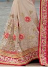 Delightsome Embroidered Work Jacquard Beige and Red Half N Half Saree - 1