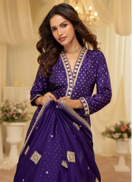 Embroidered Work Trendy Gown For Festival in Purple