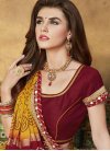 Magnetic Faux Georgette Bandhej Print Work Maroon and Mustard Traditional Saree - 2