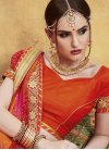 Tantalizing  Faux Georgette Bandhej Print Work Orange and Red Classic Saree - 2