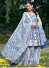 Gota Patti Work Cotton Blue and Off White Readymade Designer Salwar Suit - 1