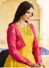 Cotton Rose Pink and Yellow Embroidered Work Floor Length Trendy Gown - 3