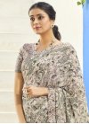Cream and Grey Faux Georgette Trendy Saree - 1