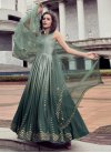 Bottle Green and Grey Sequins Work Gown - 1