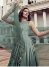 Bottle Green and Grey Sequins Work Gown - 2