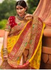 Red and Yellow Traditional Designer Saree For Bridal - 2