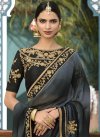 Faux Georgette Black and Grey Embroidered Work Trendy Classic Saree - 2