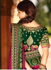 Bottle Green and Fuchsia Embroidered Work Designer Contemporary Saree - 2