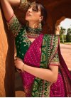 Bottle Green and Fuchsia Embroidered Work Designer Contemporary Saree - 1