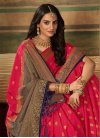 Navy Blue and Rose Pink Stone Work Trendy Classic Saree - 1