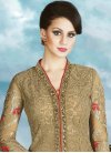 Beige and Red Embroidered Work Kameez Style Lehenga - 1