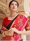Black and Red Banarasi Silk Designer Traditional Saree - 1