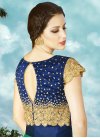 Lustre  Embroidered Work Fancy Fabric Navy Blue and Sea Green Long Length Designer Suit - 2