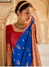 Woven Work Blue and Red Designer Contemporary Style Saree - 1