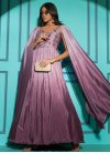 Pink and Purple Chinon Embroidered Work Readymade Trendy Gown - 3