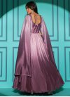 Pink and Purple Chinon Embroidered Work Readymade Trendy Gown - 1