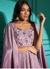 Pink and Purple Chinon Embroidered Work Readymade Trendy Gown - 2
