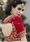 Faux Georgette Grey and Red Embroidered Work Trendy Classic Saree - 2