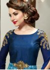 Dashing Silk Light Blue and Navy Blue Long Length Anarkali Salwar Suit For Festival - 2