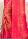 Orange and Rose Pink Kanjivaram Silk Designer Contemporary Style Saree - 1