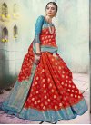 Light Blue and Red Trendy Classic Saree - 1