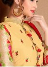 Cotton Red and Yellow Embroidered Work Pant Style Classic Suit - 1