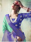Thread Work Blue and Turquoise Traditional Saree - 1