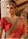 Impeccable Faux Georgette Orange and Rose Pink Half N Half Saree For Bridal - 1