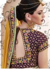 Heavenly Gold and Purple Silk Trendy Lehenga Choli For Bridal - 1